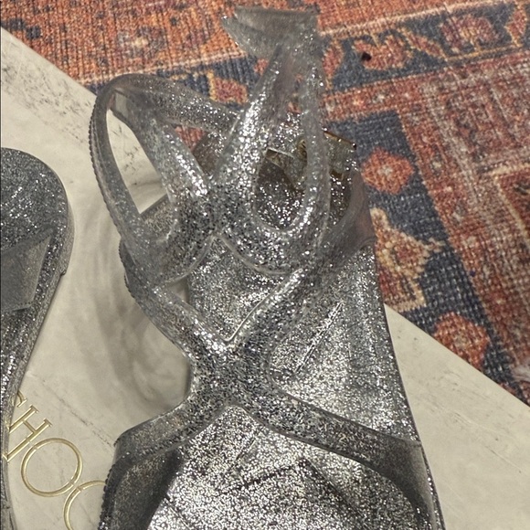 Jimmy Choo Sparkling Silver Sandals - Picture 3 of 12